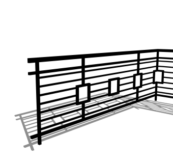 现代栏杆SU模型，栏杆SKB文件下载