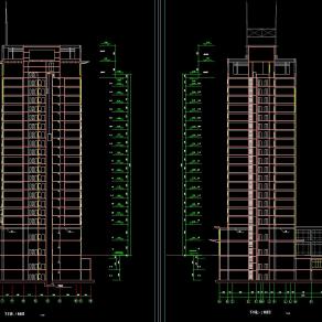 19层钢结构写字楼建筑设计图，办公楼建筑工程图纸下载