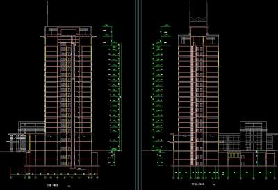 19层钢结构写字楼建筑设计图，办公楼建筑工程图纸下载