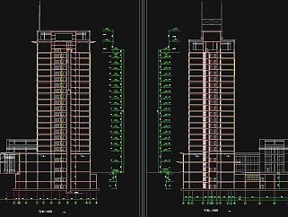 19層鋼結構寫字樓建筑設計圖，辦公樓建筑工程圖紙下載