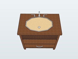 新中式洗手台盆su模型，洗手台sketchup模型下载