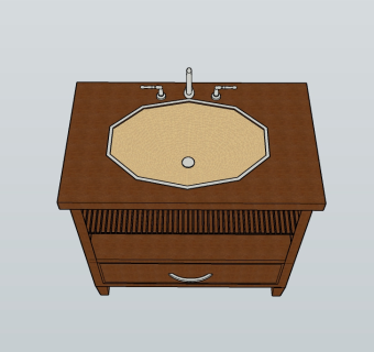 新中式洗手台盆su模型，洗手台sketchup模型下载