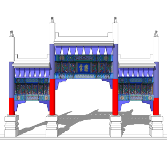 大门式牌楼草图大师模型下载，入口大门sketchup模型分享