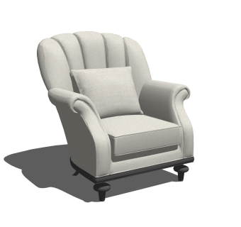 简欧布艺单人沙发免费su模型，单人沙发skp模型下载