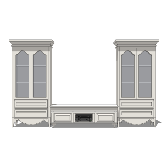 欧式电视柜草图大师模型，柜子sketchup模型下载
