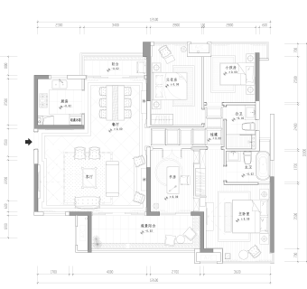 欧式城市时代T1B样板房(浅色调欧式)CAD模型，效果图下载