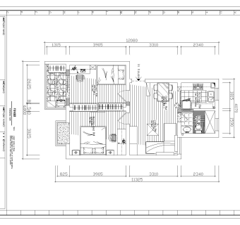 现代两居施工图附效果图及免费cad图纸下载