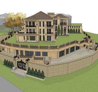 欧式别墅su模型，别墅skb文件下载