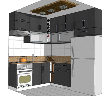现代橱柜su模型，橱柜sketchup模型下载
