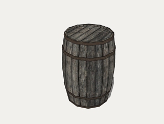 木质酒桶su模型下载、酒桶草图大师模型下载