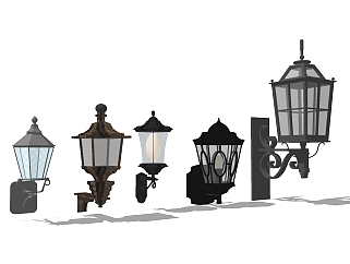 欧式古典壁灯组合草图大师模型，古典壁灯组合sketchup模型下载