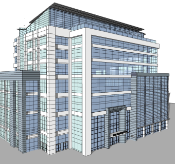 现代办公楼免费su模型，办公楼草图大师模型
