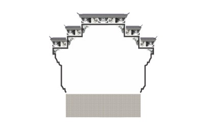 中式马头墙草图大师模型，马头墙sketchup模型免费下载