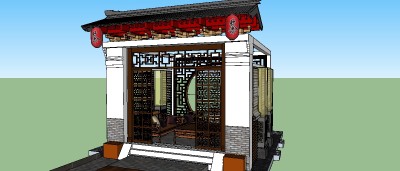 小茶室草图大师模型，展厅sketchup模型