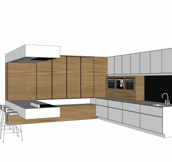 现代厨房柜免费su模型，厨房柜sketchup模型下载