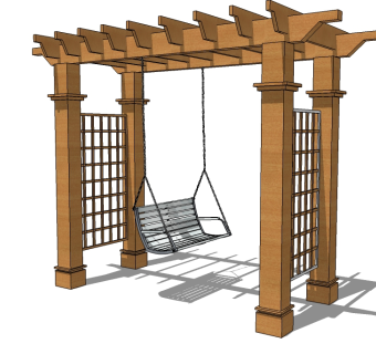 现代木质秋千su模型下载、秋千草图大师模型下载