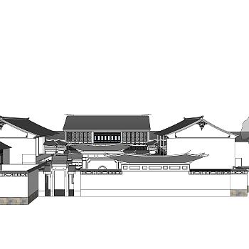 中式古建民房免费su模型下载、古建民房草图大师模型下载