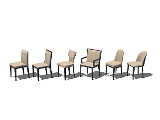 北欧单椅组合草图大师模型，单椅组合sketchup模型下载