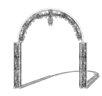 现代婚礼铁质花纹拱门草图大师模型，婚礼su模型下载