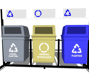 现代分类垃圾桶草图大师模型，垃圾桶SU模型下载