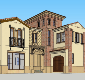 欧式独栋别墅su模型免费下载，sketchup别墅草图大师模型