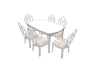 简欧餐桌椅免费su模型，餐桌椅skp模型下载
