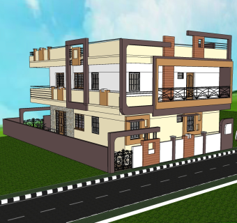 现代风格别墅草图大师模型，别墅SU模型下载