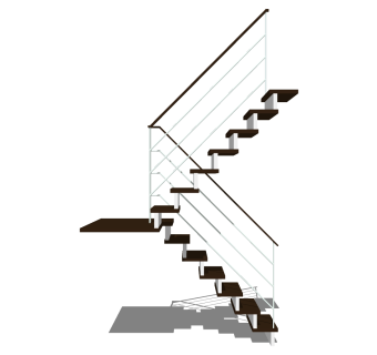 现代双跑平行楼梯草图大师模型，双跑平行楼梯sketchup模型免费下载