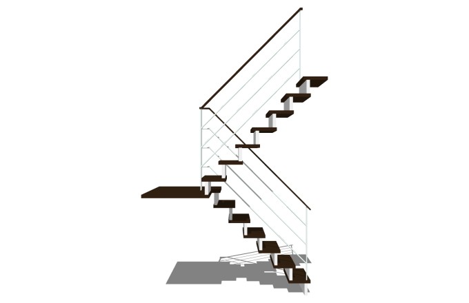 现代双跑平行楼梯草图大师模型，双跑平行楼梯sketchup模型免费下载