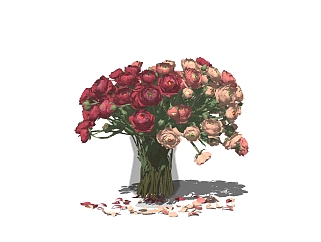 现代花瓶花卉skp文件下载，花瓶花卉草图大师模型