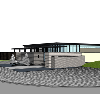 现代售楼处建筑方案草图大师模型，建筑构件sketchup模型免费下载