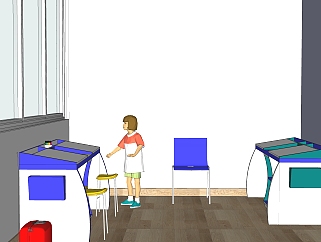 现代儿童<em>桌椅</em>草图大师模型，儿童<em>桌椅su</em>模型下载