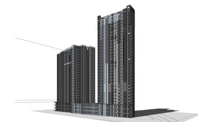 现代高层办公楼草图大师模型，高层办公楼sketchup模型免费下载