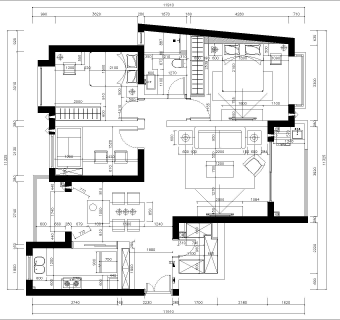 欧式三室两厅120㎡上海x润国际花园施工图CAD图纸dwg文件分享
