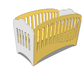 现代简约婴儿床草图大师模型，婴儿床skb文件下载