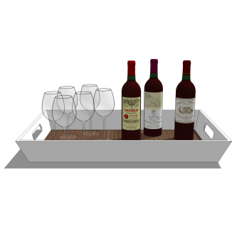 现代红酒酒杯su免费模型，酒水饮料草图大师模型下载
