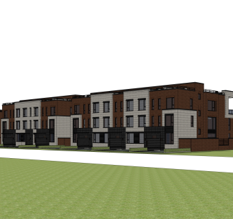 现代连排别墅su模型下载，sketchup别墅草图大师模型