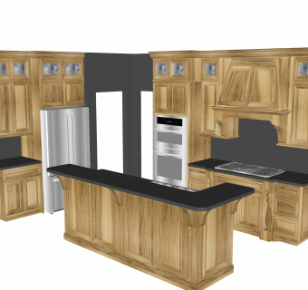 现代厨房柜免费su模型，厨房柜skp模型下载