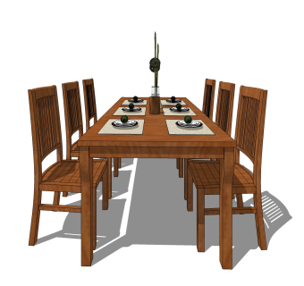 现代餐桌椅su模型，餐桌椅草图大师模型下载