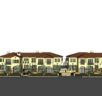 中式别墅草图大师模型，别墅sketchup模型