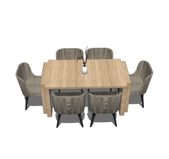 现代简约餐桌椅草图大师模型，餐桌椅skb文件