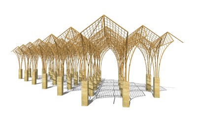 现代异形造型廊架草图大师模型，异形造型廊架sketchup模型下载