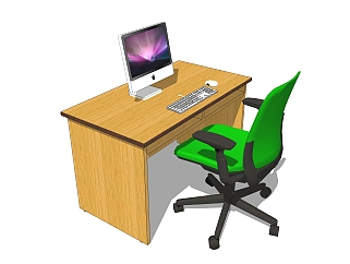 现代实木办公桌草图大师模型，办公桌skp模型下载