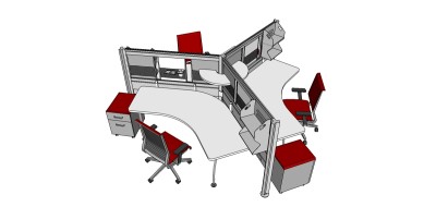 代办公桌草图大师模型，办公桌sketchup模型下载