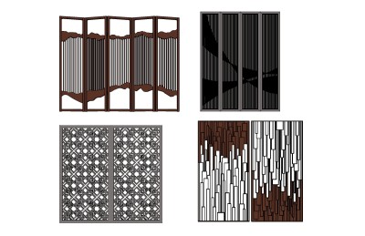 现代屏风隔断组合草图大师模型，屏风隔断sketchup模型skp文件分享