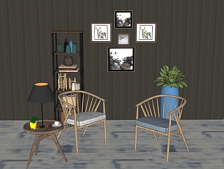 北欧<em>休闲椅组合</em>草图大师模型，休闲椅sketchup模型下载
