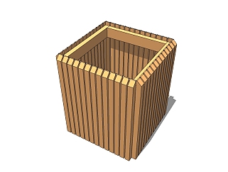 现代简约木制垃圾箱SU模型下载，垃圾桶草图大师模型