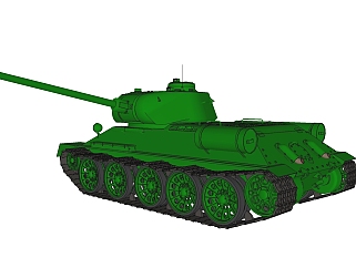 现代苏联T-34中型坦克sketchup模型，中型坦克SU模型下载