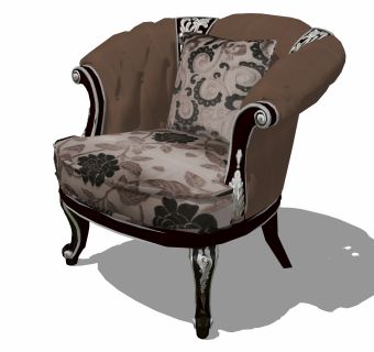 欧式单人沙发免费su模型，单人沙发sketchup模型下载