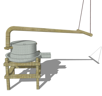 现代乡村石磨skp模型，石磨草图大师模型下载